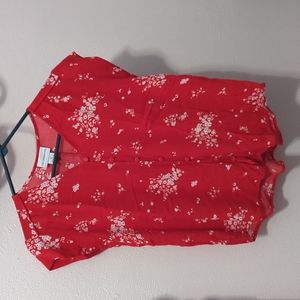 Liz Claiborne Red Floral Blouse Medium